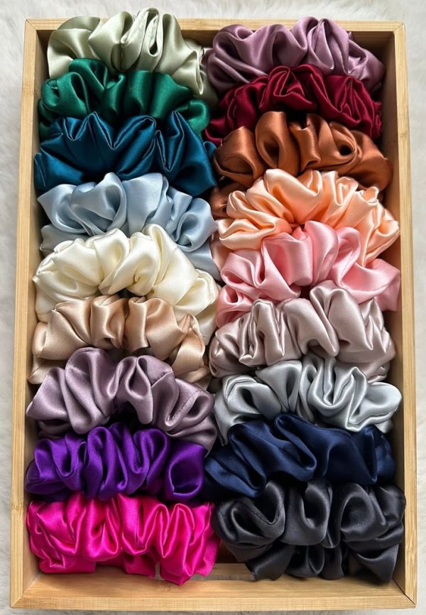 Luxurious Silk Scrunchies -Pack of three scrunchies | Choose a Color you like! - Image 4